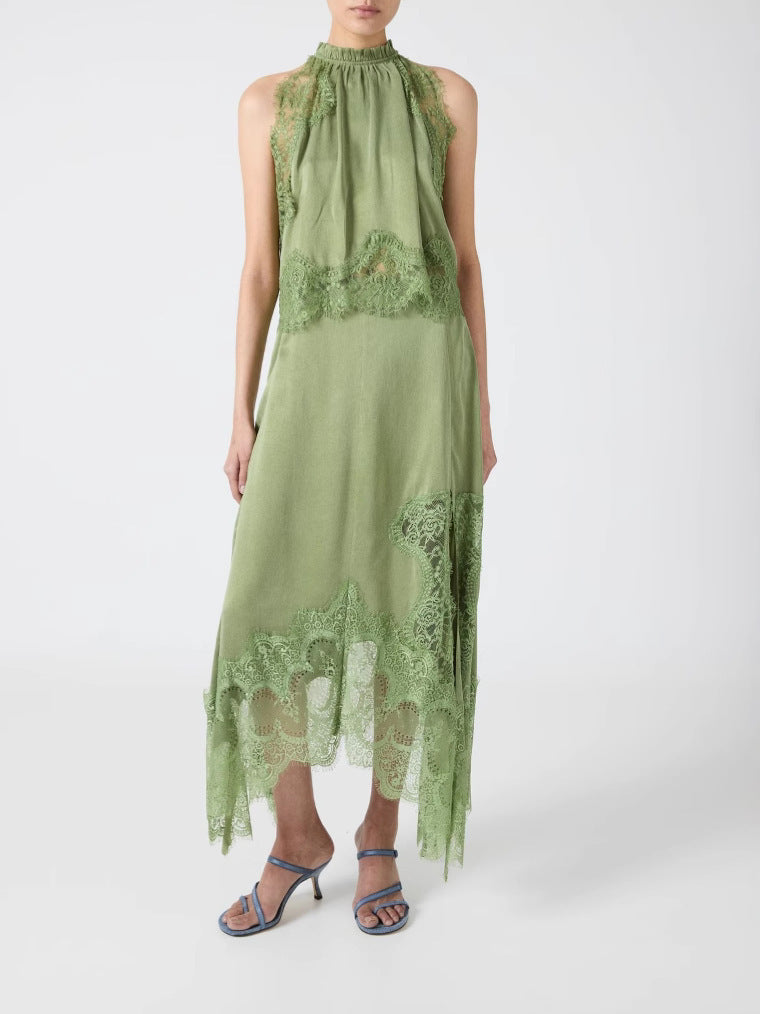 European And American Sleeveless Lace Split Two-piece Round Neck Hollow Vest