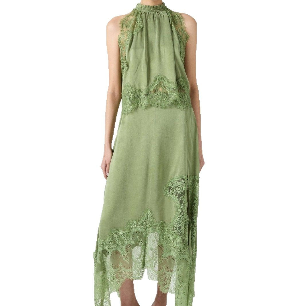 European And American Sleeveless Lace Split Two-piece Round Neck Hollow Vest
