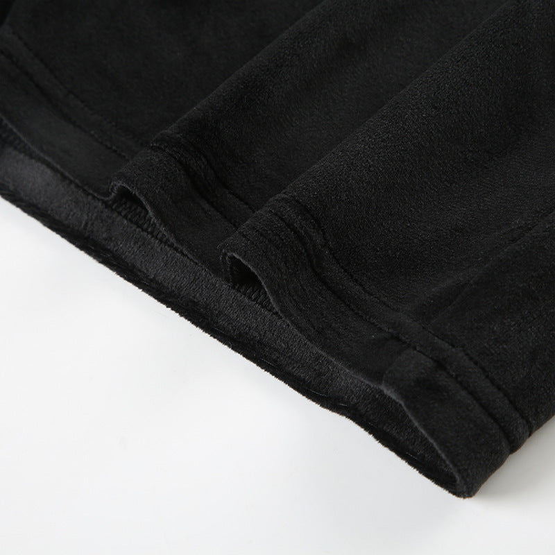 Drilling Low Waist Drawstring Patchwork Slimming Casual Pants