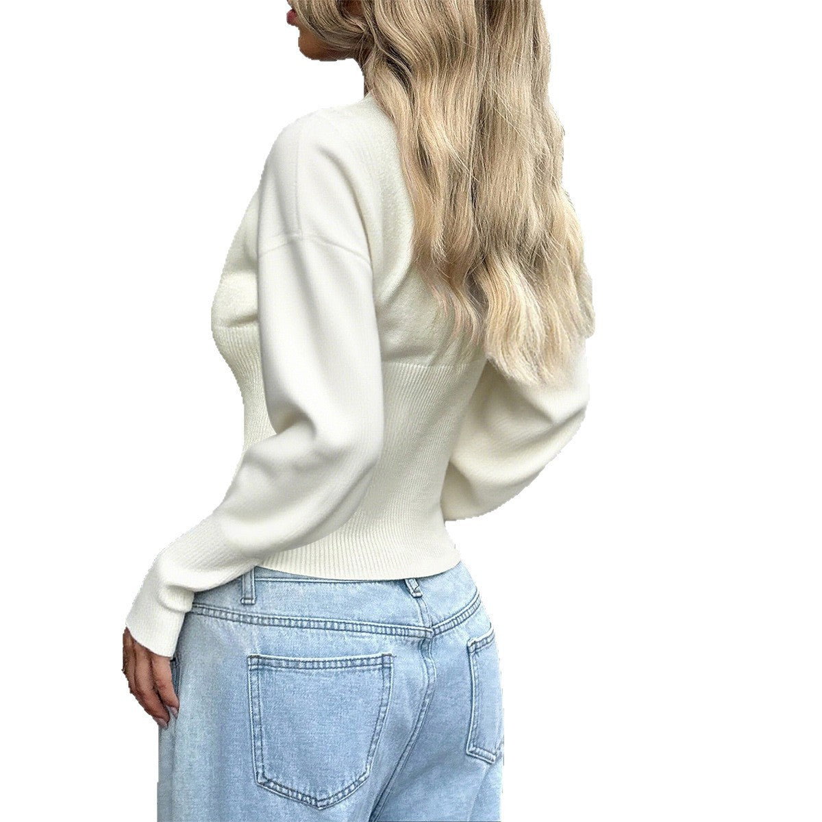 Fashion Solid Color Base Sweater Wool Women