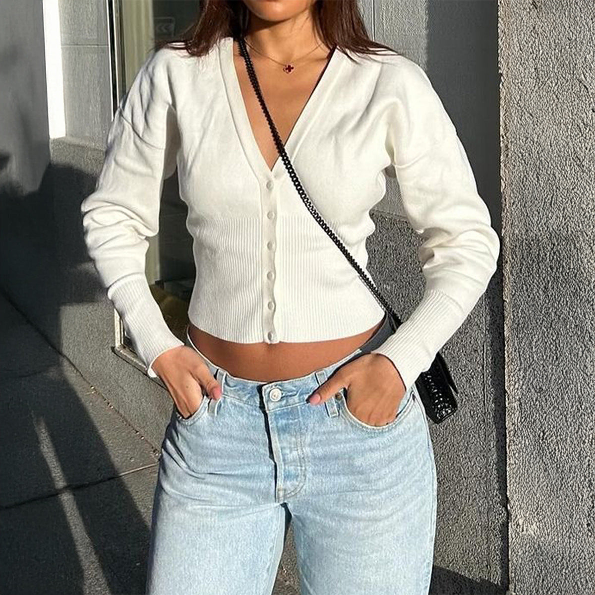 Fashion Solid Color Base Sweater Wool Women